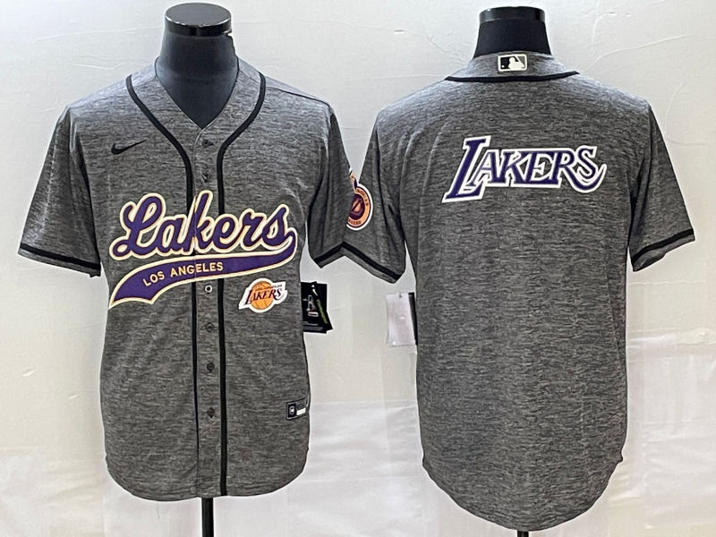 Nike 2023 Men Los Angeles Lakers Blank Grey NBA Jersey style 2->los angeles lakers->NBA Jersey